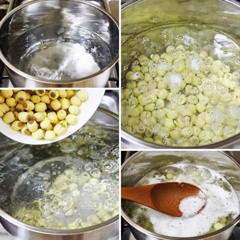 Cách làm chè hạt sen nhãn nhục táo đỏ