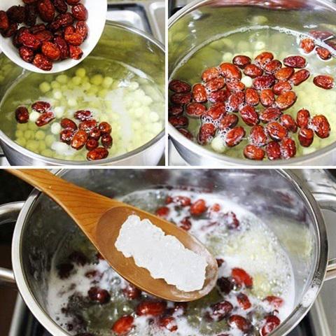 Cách làm chè hạt sen nhãn nhục táo đỏ