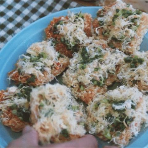 Cách làm cơm cháy chà bông mỡ hành