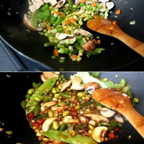 Cách làm cơm chiên rau củ chay