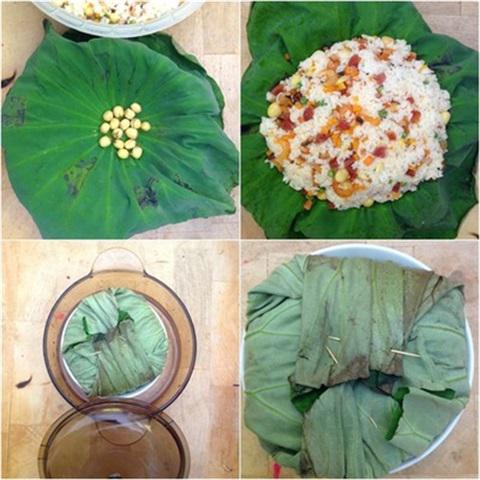 Cách làm cơm gói lá sen