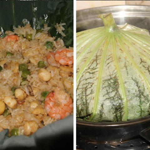 Cách làm cơm hấp lá sen