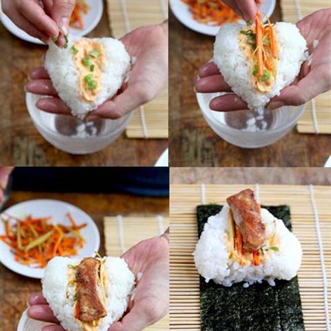 Cách làm cơm nắm gà cay kiểu Nhật