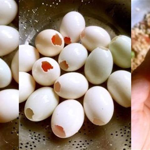 Cách làm cơm nếp nhồi trứng muối