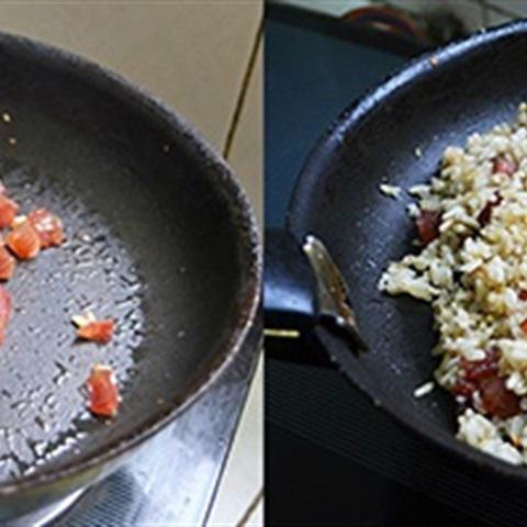 Cách làm cơm rang gạo lứt lạp xưởng
