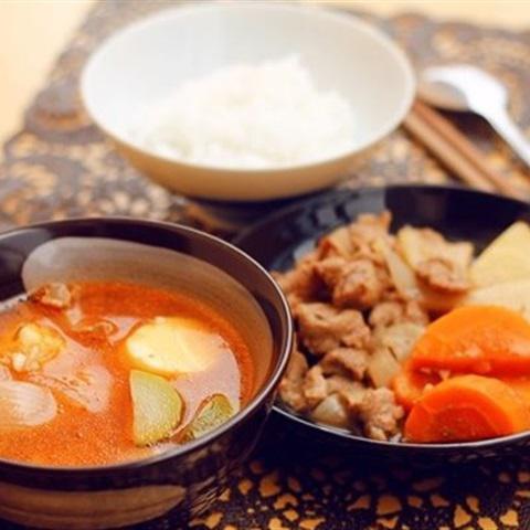 Cách làm combo bò hầm và canh kim chi