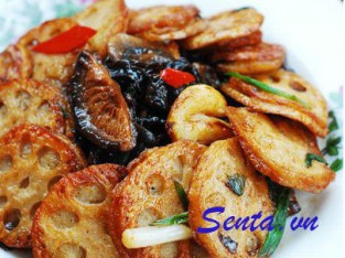 Củ sen chiên nấm cát tường