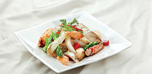 Cua nấm xào măng tây