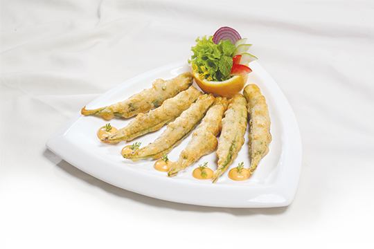 Đậu bắp nhồi chả cá chiên