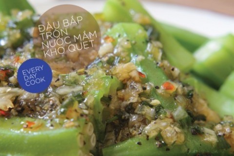 Đậu bắp trộn nước mắm kho quẹt