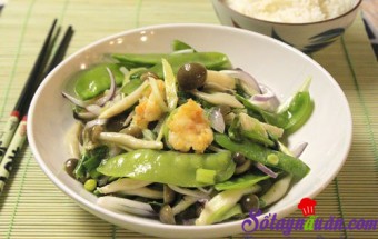 Đậu Hà Lan xào tôm nấm