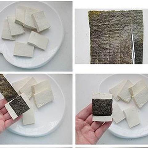 Cách làm đậu hũ cuốn rong biển
