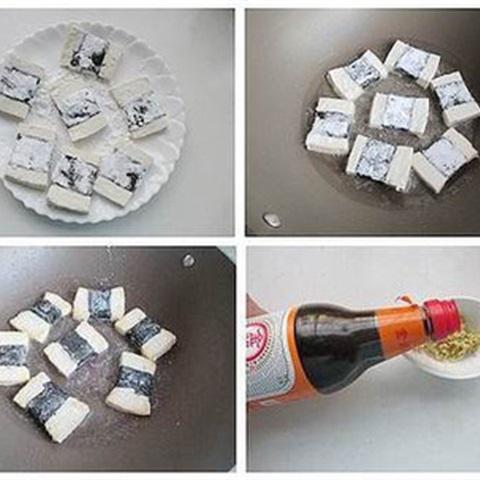 Cách làm đậu hũ cuốn rong biển