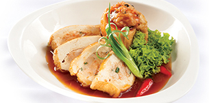 Đậu hũ dồn tôm kho chao