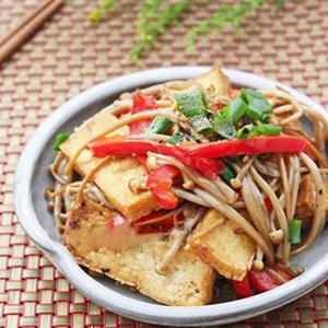 Cách làm đậu hũ xào nấm, ớt chuông