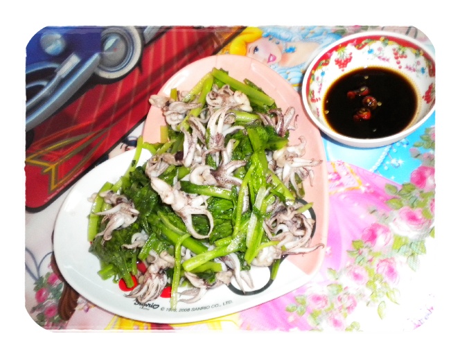 Đầu mực ống xào cải xanh