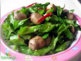 Đậu rồng xào nấm rơm