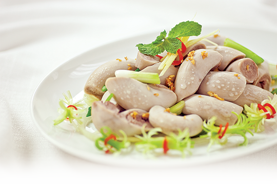 Dồi trường hấp hành gừng