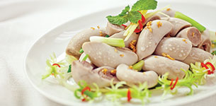 Dồi trường hấp hành gừng