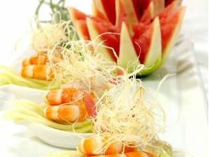 Dưa hấu trộn phô-mai xông khói