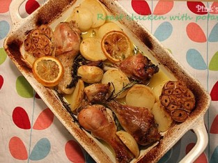 Gà và khoai tây đúc lò