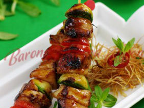 Gà xiên que nướng sả