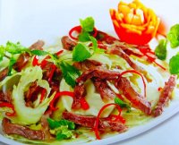 Gỏi búp cải sen trộn bắp bò