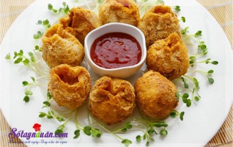 Hướng dẫn làm đậu phụ bọc thịt gà chiên giòn rụm