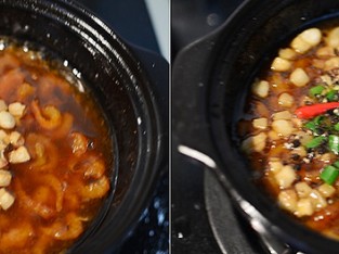 Kho quẹt rau luộc và cơm cháy