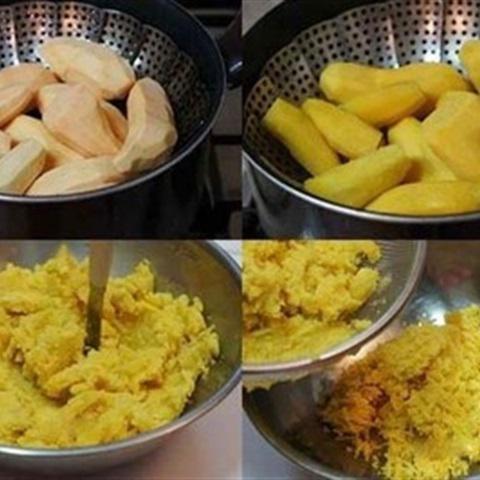 Cách làm khoai lang bọc dâu tây
