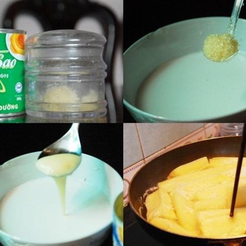 Cách làm khoai mì nấu sữa
