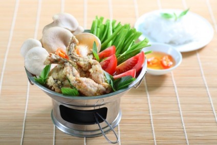 Lẩu ếch chiên giòn