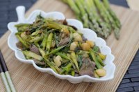 Măng tây xào thịt bò và cồi sò điệp