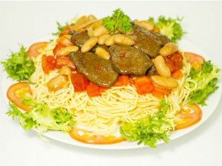 Mì trứng sốt bò đậu chay