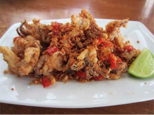 Mực chiên tỏi ớt