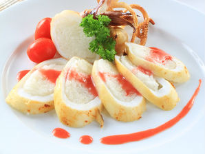 Mực nhồi xôi chiên giòn