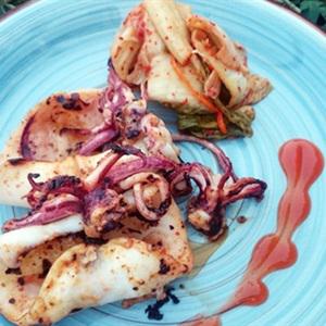 Cách làm mực nướng kim chi