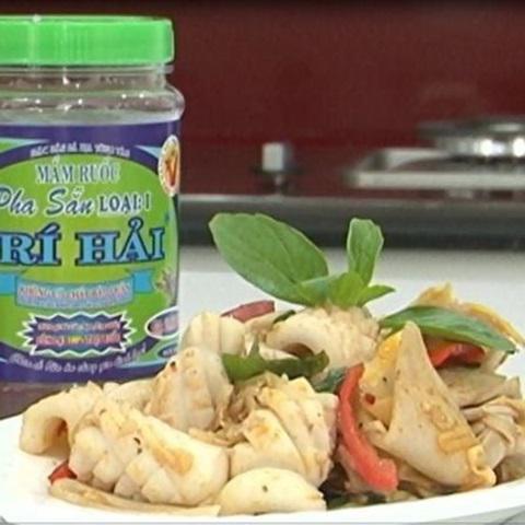 Cách làm mực xào măng chua mắm ruốc