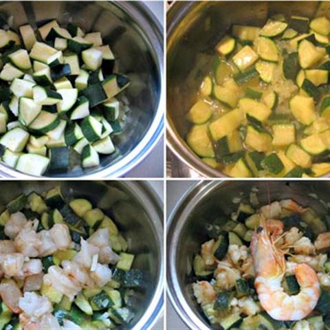 Cách làm mì Ý sốt tôm và bí ngòi