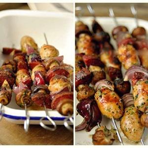 Cách làm nấm mỡ xiên xúc xích nướng