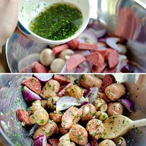 Cách làm nấm mỡ xiên xúc xích nướng