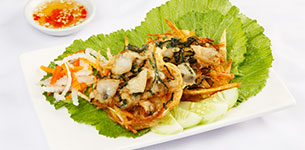 Nghêu chiên khoai tía tô