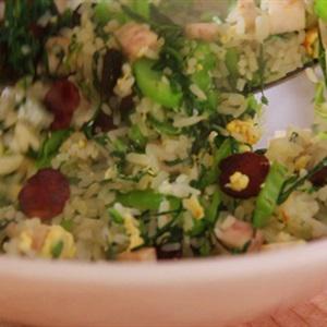 Cách làm cơm chiên khoai môn lạp xưởng