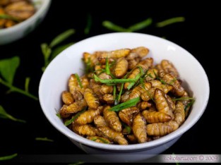 Nhộng rang lá chanh