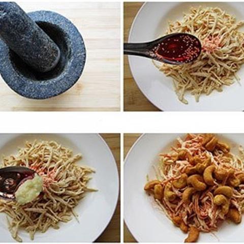 Cách làm nộm gà trộn hạt điều