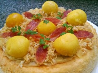 Nướng bánh bông lan mặn bằng nồi cơm điện