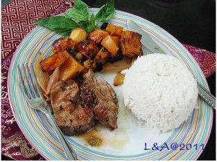 Phi-lê bò nướng rau củ