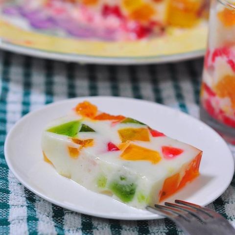 Cách làm rau câu sữa Broken Glass