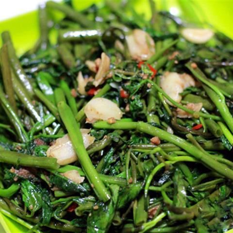 Cách làm rau muống xào mắm ruốc