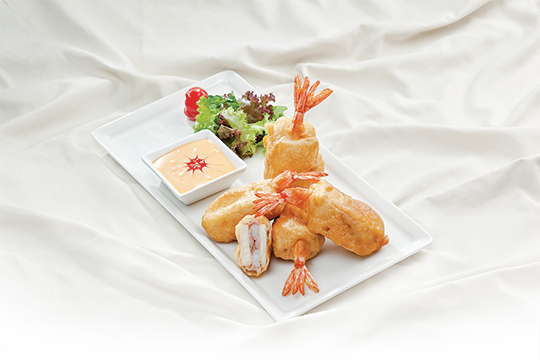 Sake kẹp tôm chiên giòn